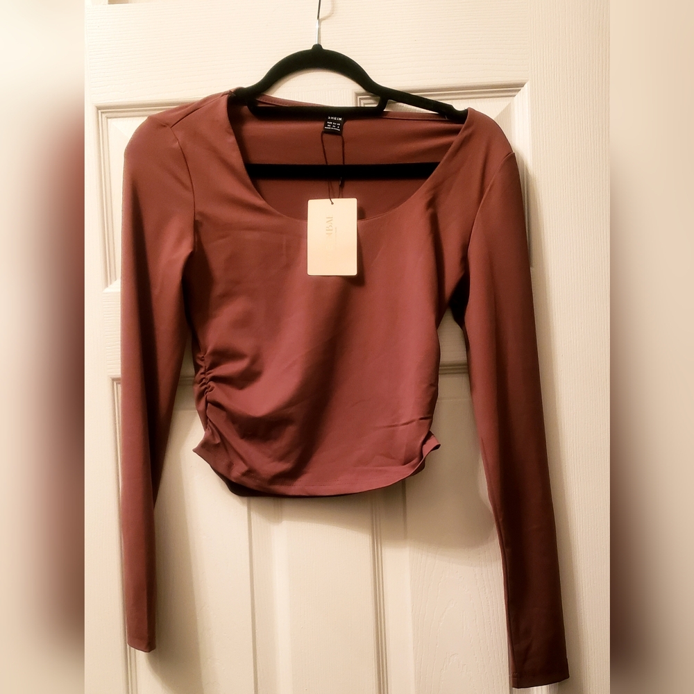 Shein Women's Long Sleeve Top - Chocolate